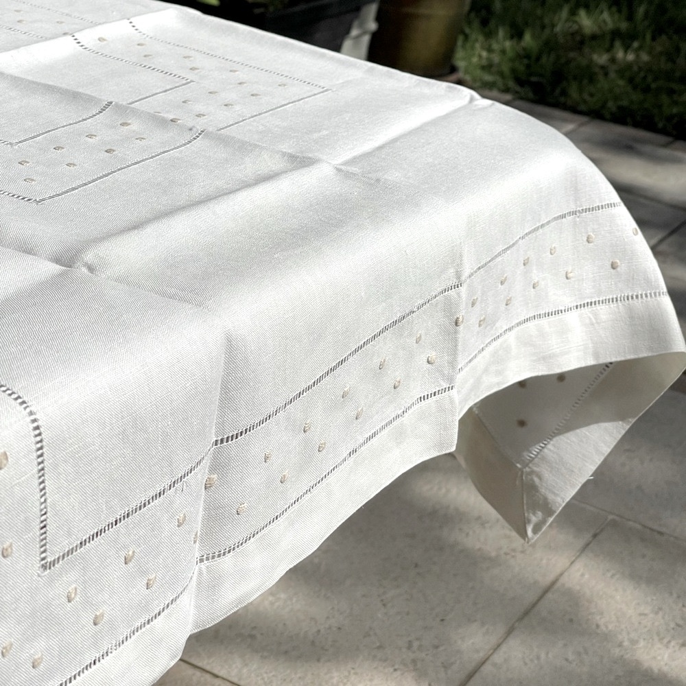 Vintage embroidered tablecloths with flowers and bows